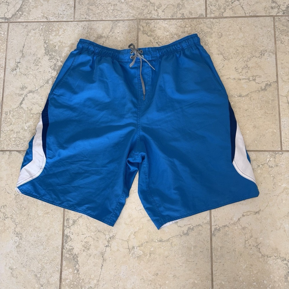 Nike Swim Shorts Trunks Board Shorts Blue Net Lined XL Y2K Pocket Wide Baggy